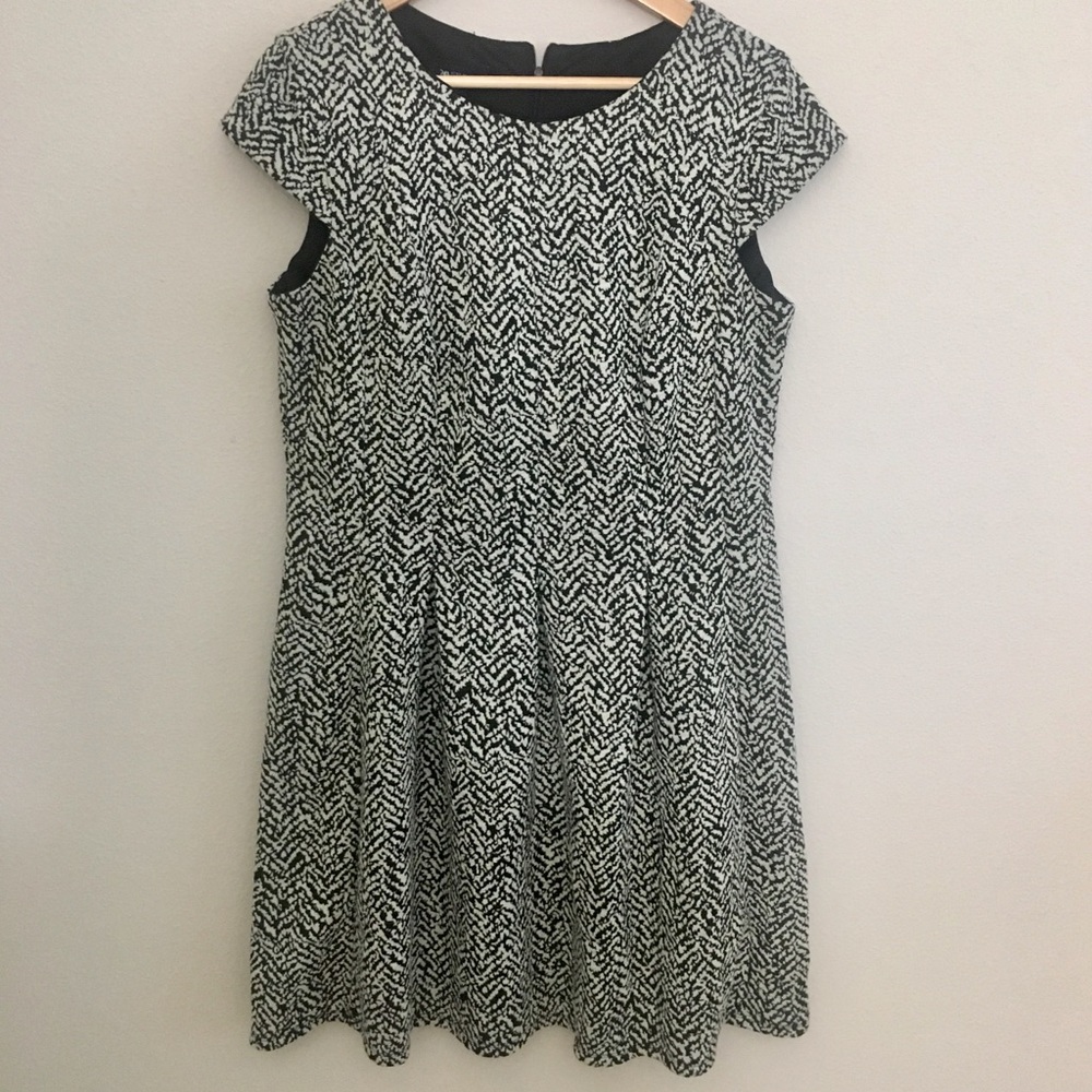 AB Studio 16 fit-n-flare dress black cream